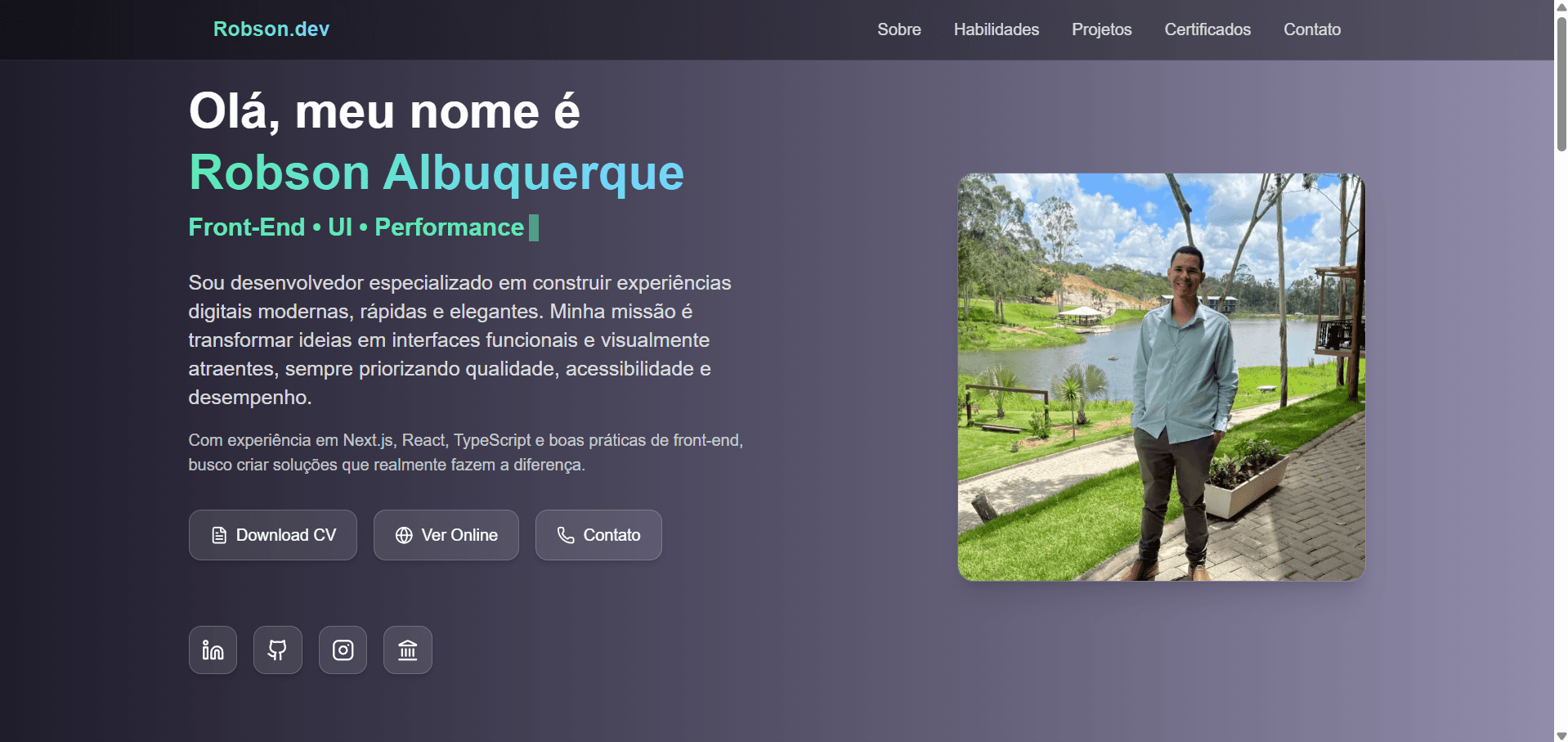 Imagem do projeto Robson Dev Portfolio